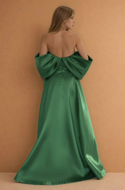Formal Dresses Long Formal Gown Off Shoulder Sleeves Emerlad Green