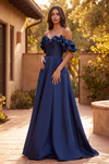 Floor Length Ball Gown Satin Ruffle Off Shoulder Prom Dress