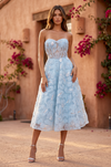Bandeau Formal A Line Floral Lace Midi Cocktail Dress