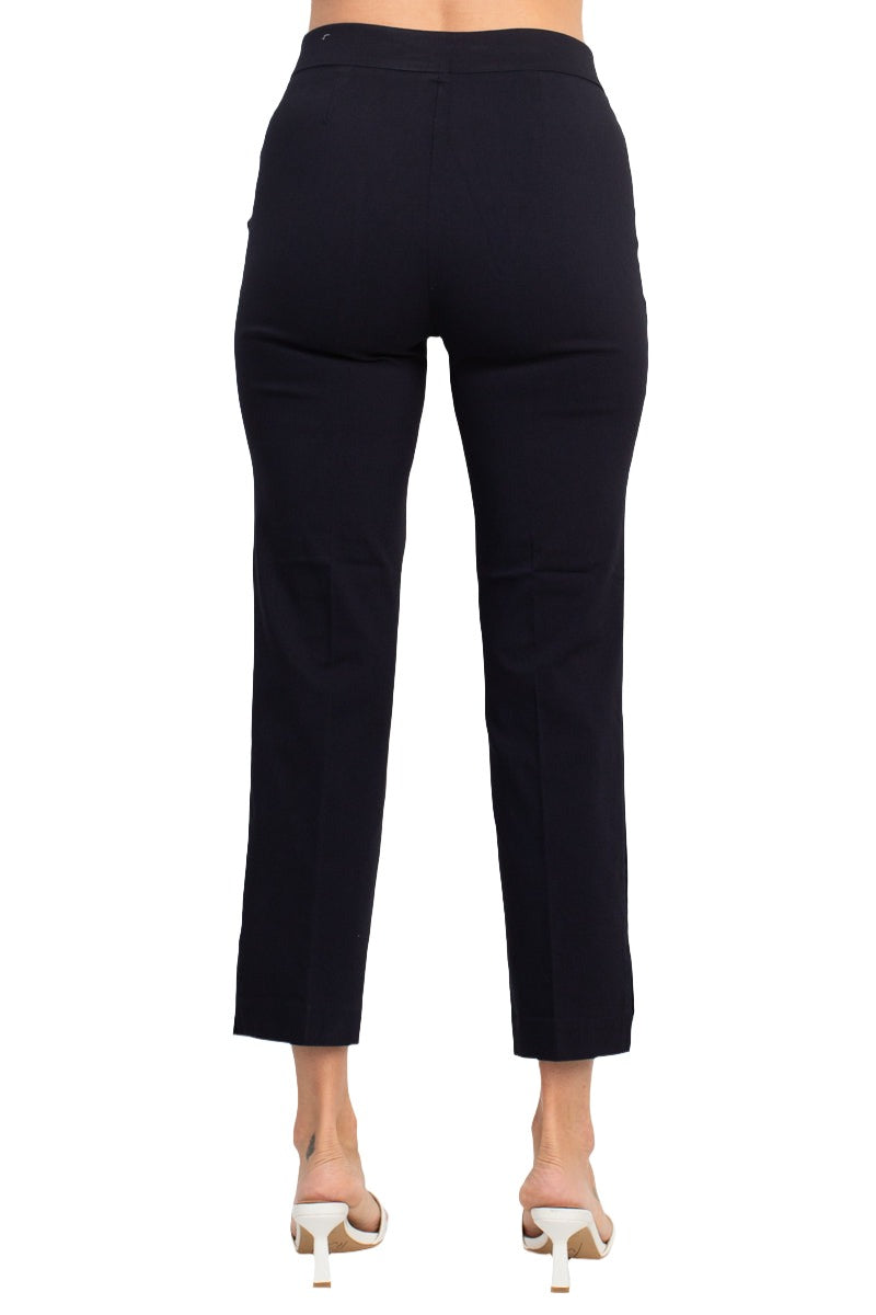 Counterparts Banded Mid Waist Slim Leg Stretch Crepe Pant - Wholesale -Navy - Back