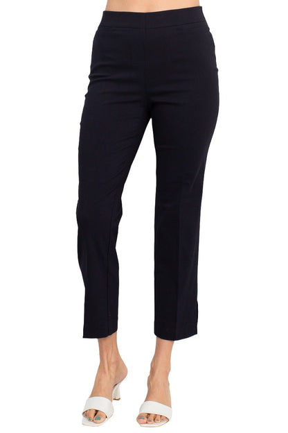 Counterparts Banded Mid Waist Slim Leg Stretch Crepe Pant - Wholesale - Navy - Front