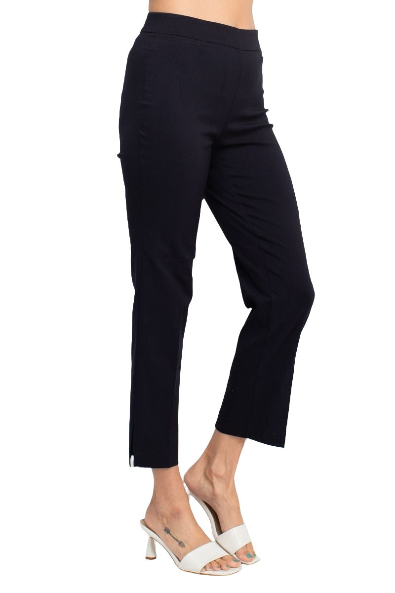 Counterparts Banded Mid Waist Slim Leg Stretch Crepe Pant - Wholesale - Navy - Side