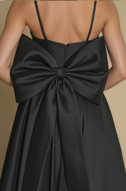 Prom Dresses Long Black Prom Ball Gown Bow Tie Back  Black