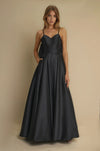 Prom Dresses Long Black Prom Ball Gown Bow Tie Back  Black