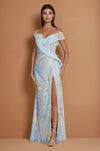 Formal Dresses Beaded Architectural Sculptural Couture Dress Paris Blue