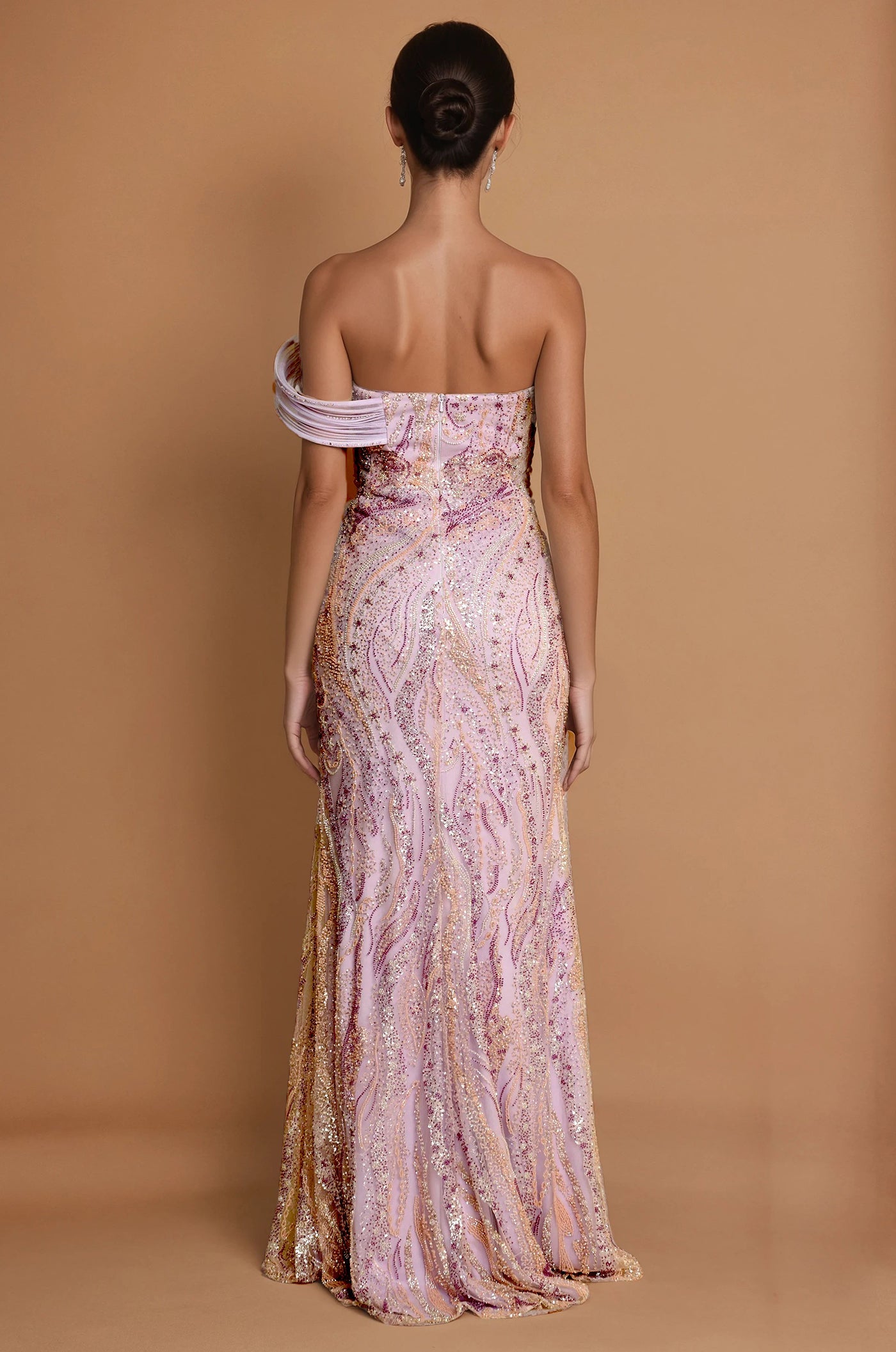 Formal Dresses Beaded Architectural Sculptural Couture Dress Rose