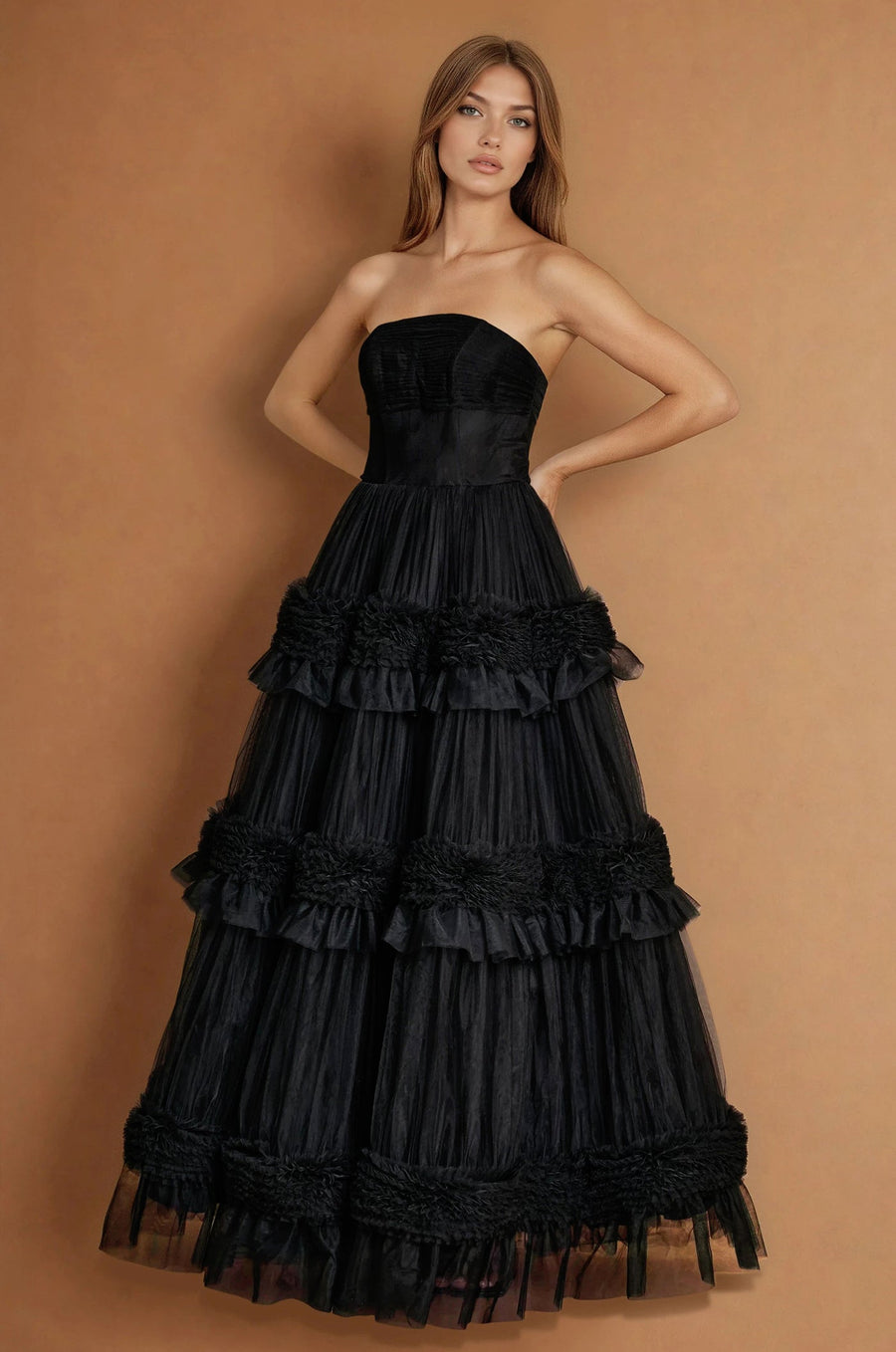 Floor Length Layered Formal Dress Prom Ball Gown