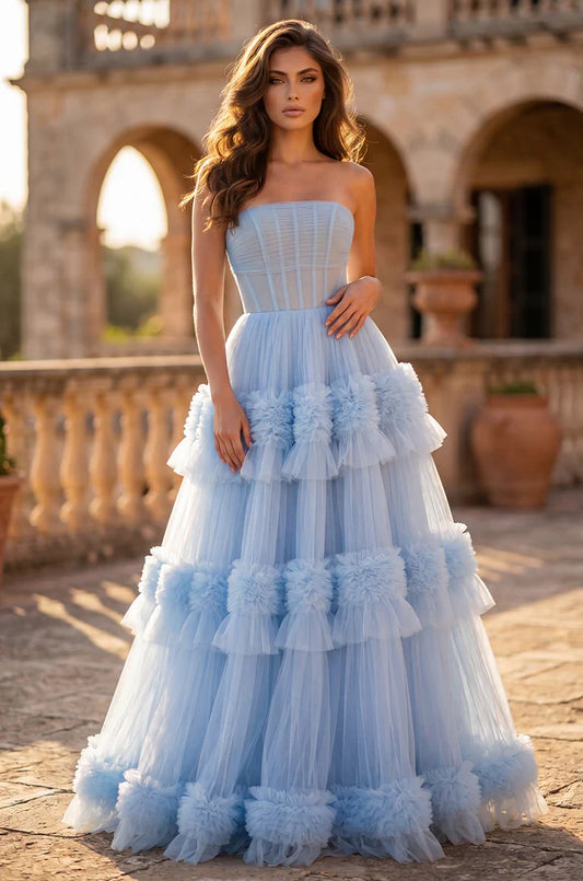 Floor Length Layered Formal Dress Prom Ball Gown