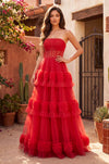 Floor Length Layered Formal Dress Prom Ball Gown