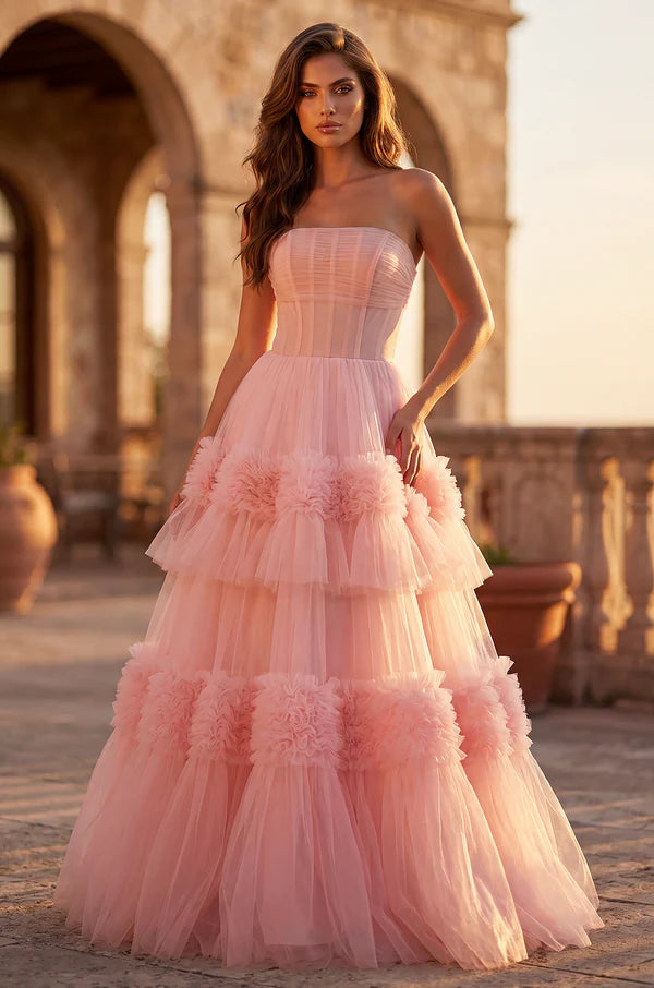 Floor Length Layered Formal Dress Prom Ball Gown