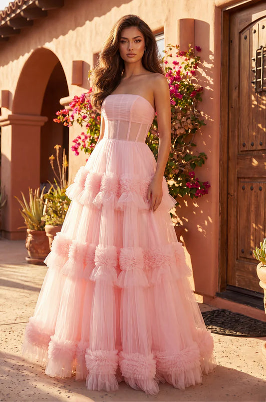 Floor Length Layered Formal Dress Prom Ball Gown