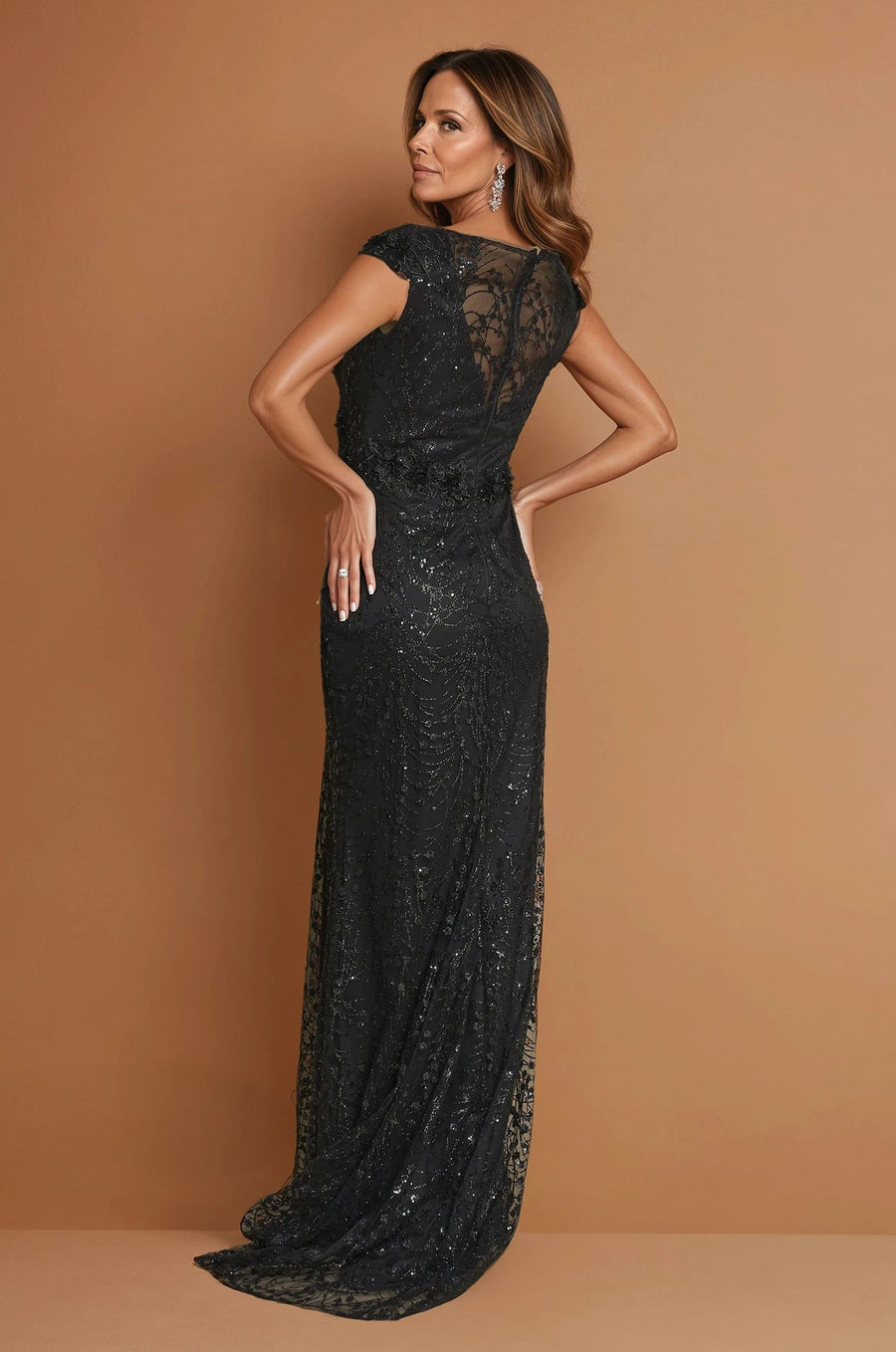 Formal Dresses Long Black Formal Short Sleeve Dress Black