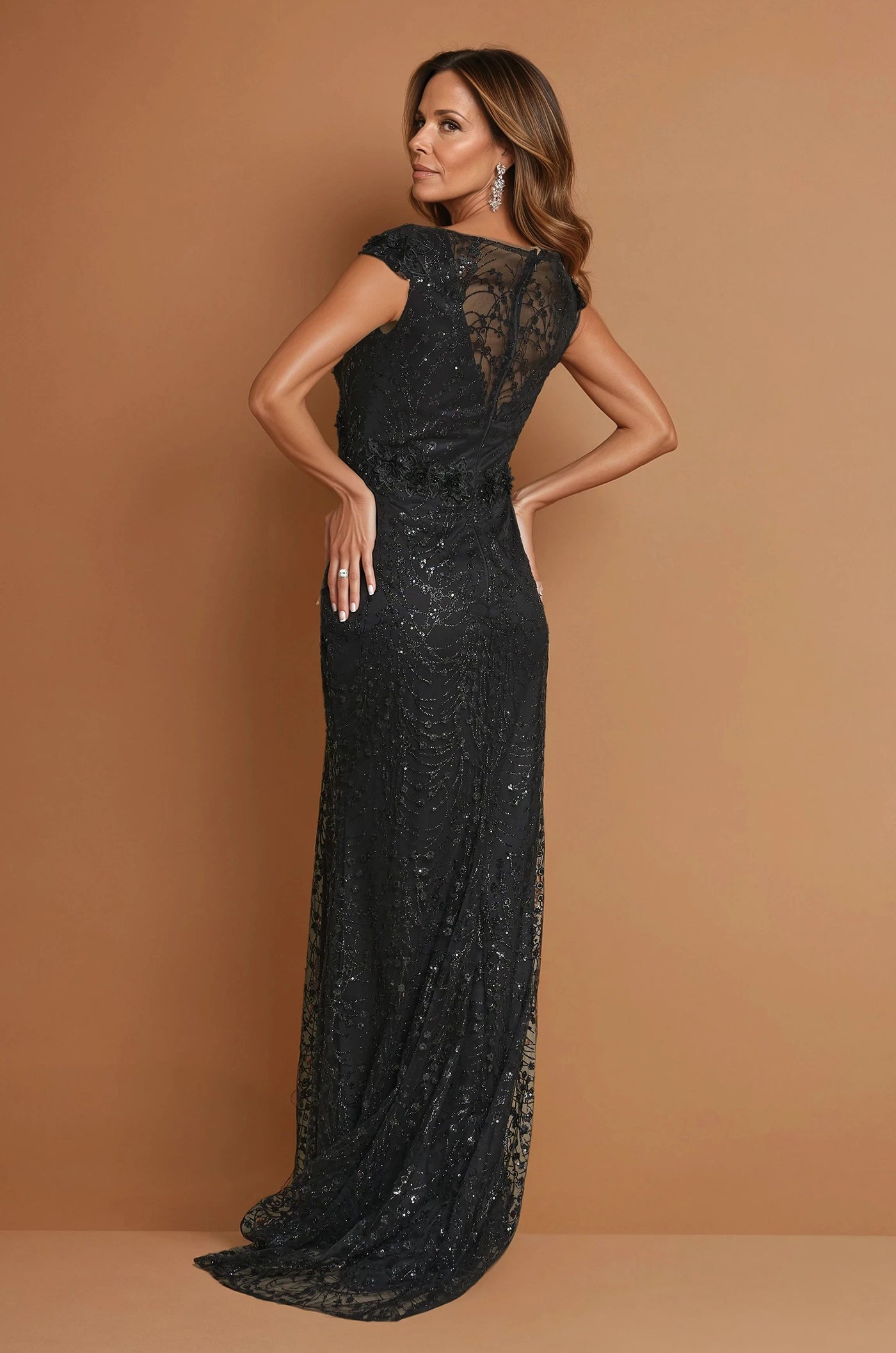 Formal Dresses Long Black Formal Short Sleeve Dress Black