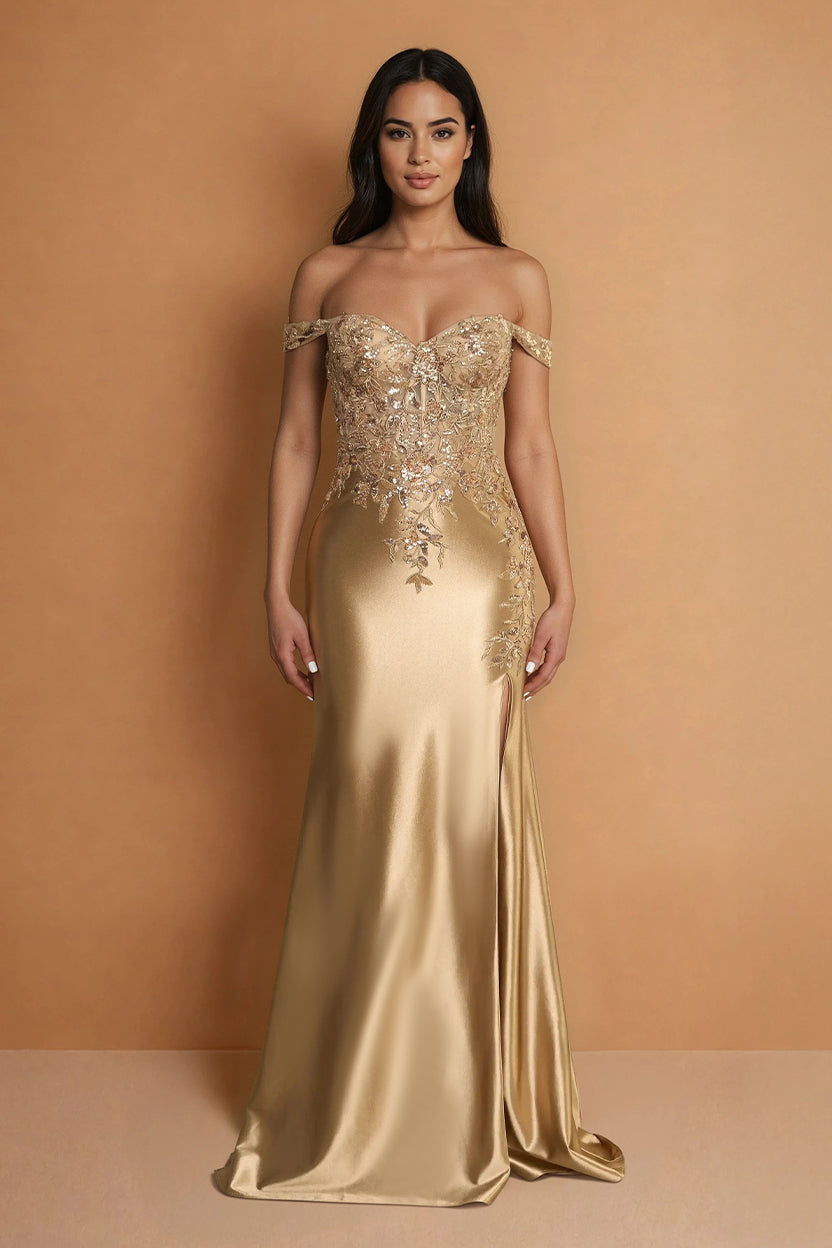 Off Shoulder Lace Up Formal Evening Dress