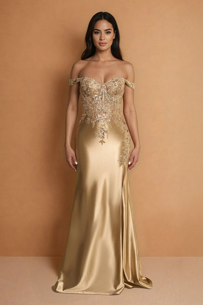Off Shoulder Lace Up Formal Evening Dress