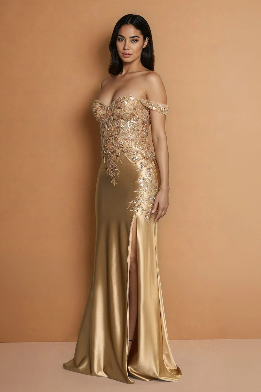 Off Shoulder Lace Up Formal Evening Dress