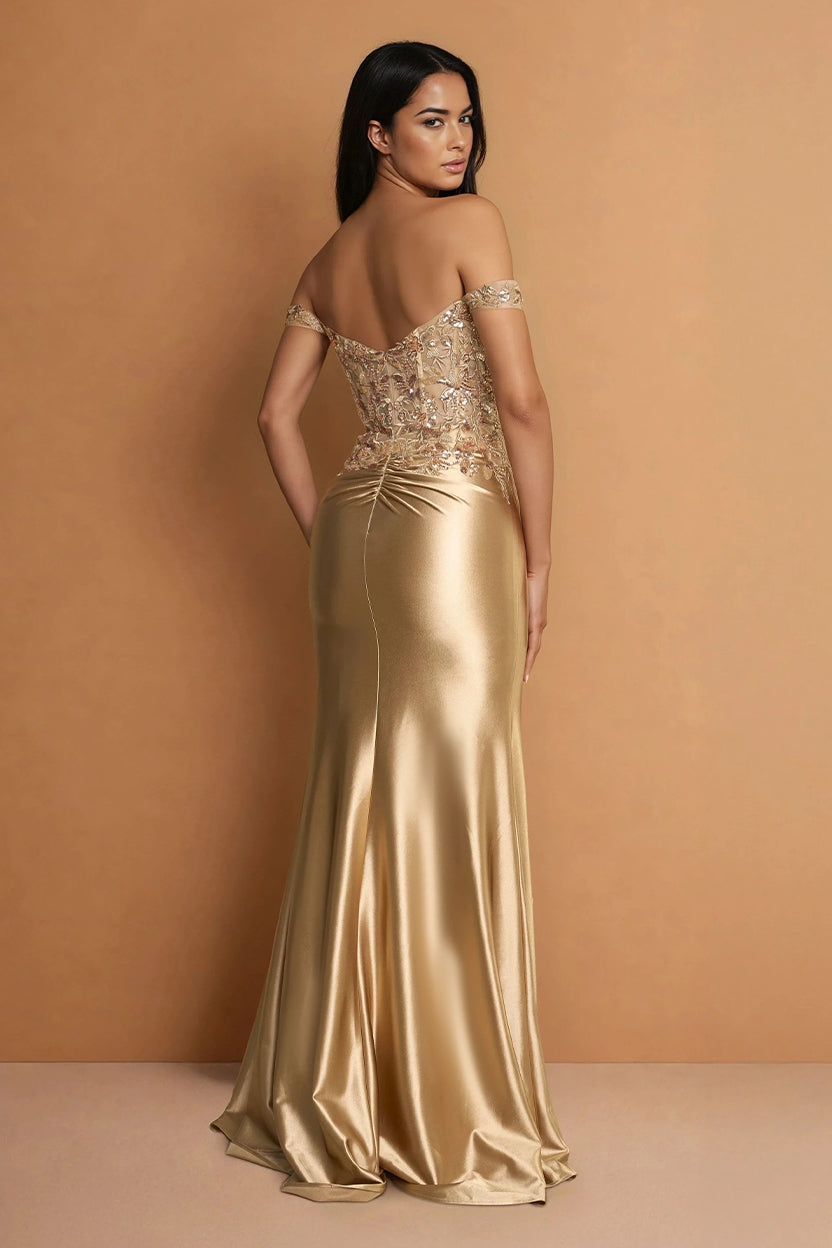 Off Shoulder Lace Up Formal Evening Dress