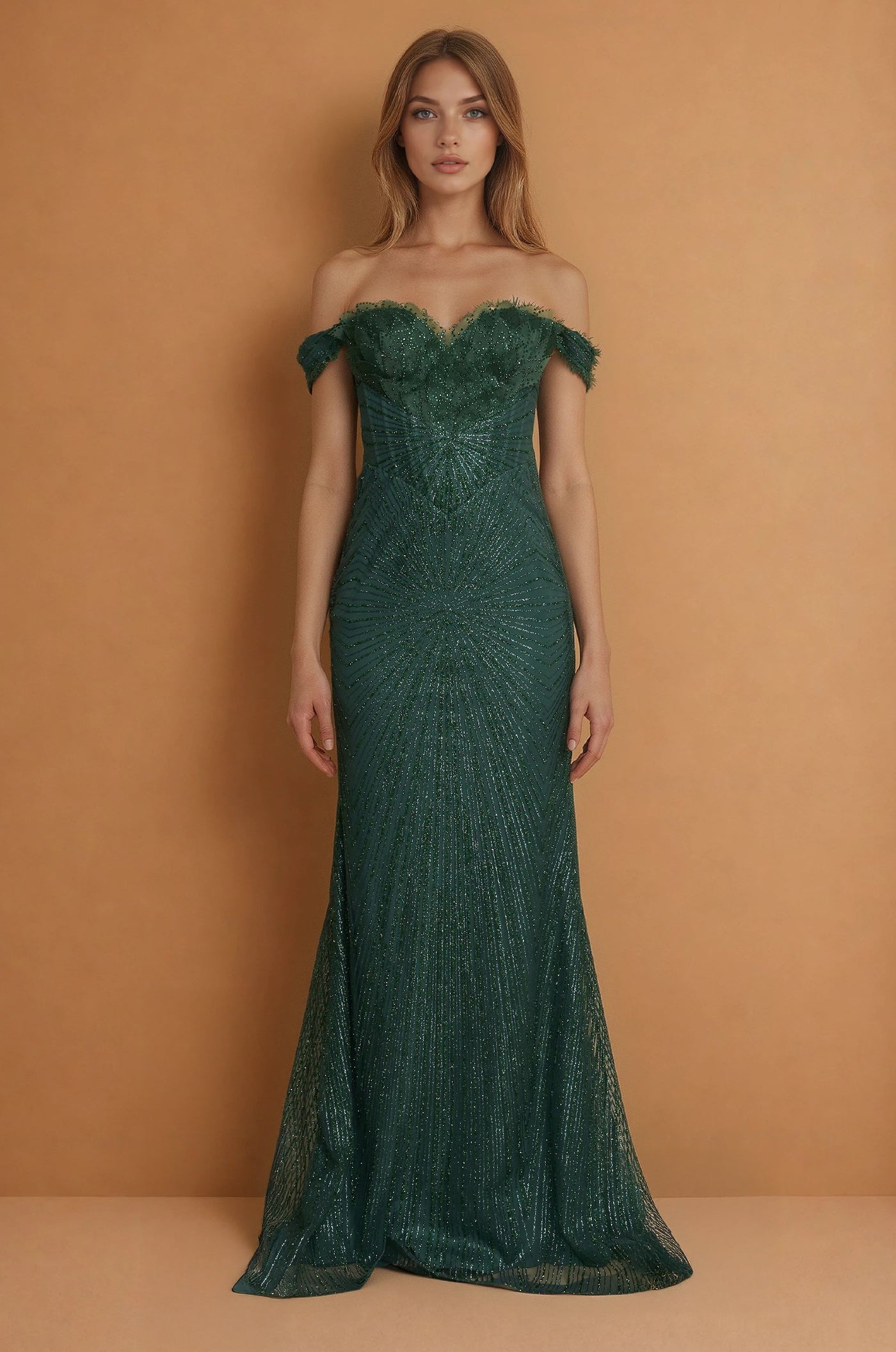 Prom Dresses Long Formal Off Shoulder Prom Dress Emerlad Green