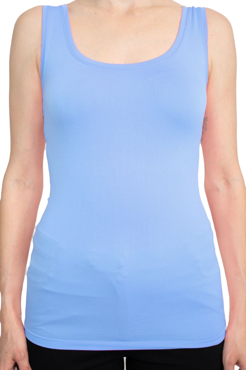 Alberto Makali Square Neck Sleeveless Solid Spandex Top - BABY BLUE - Fabric 