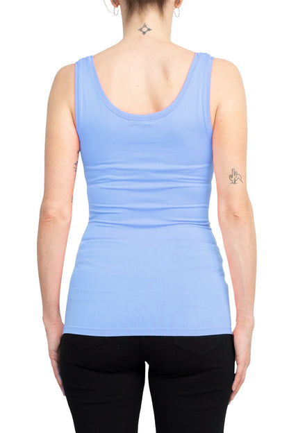 Alberto Makali Square Neck Sleeveless Solid Spandex Top - BABY BLUE - Back 