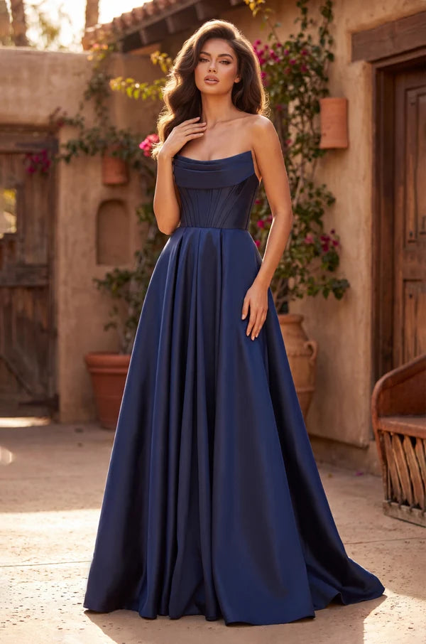 Classic Long Mikado Corset Formal Ball Gown