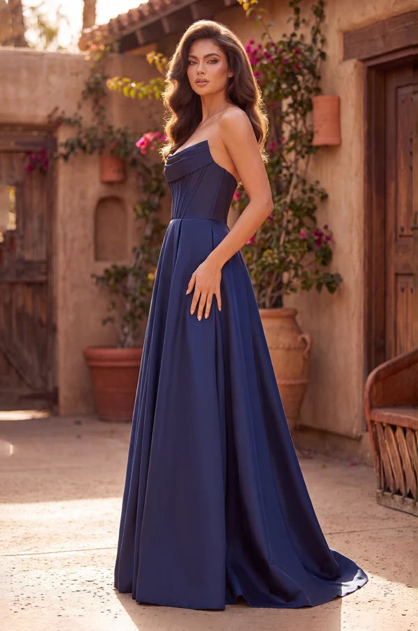Classic Long Mikado Corset Formal Ball Gown
