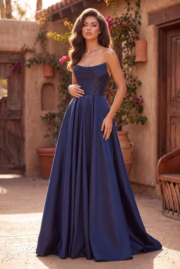 Classic Long Mikado Corset Formal Ball Gown