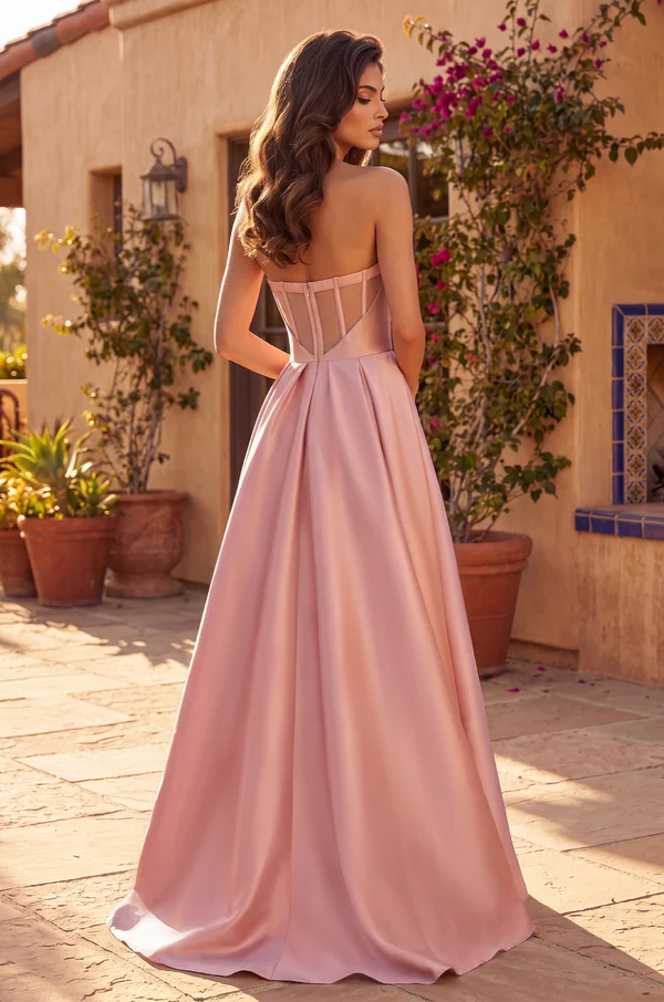 Classic Long Mikado Corset Formal Ball Gown
