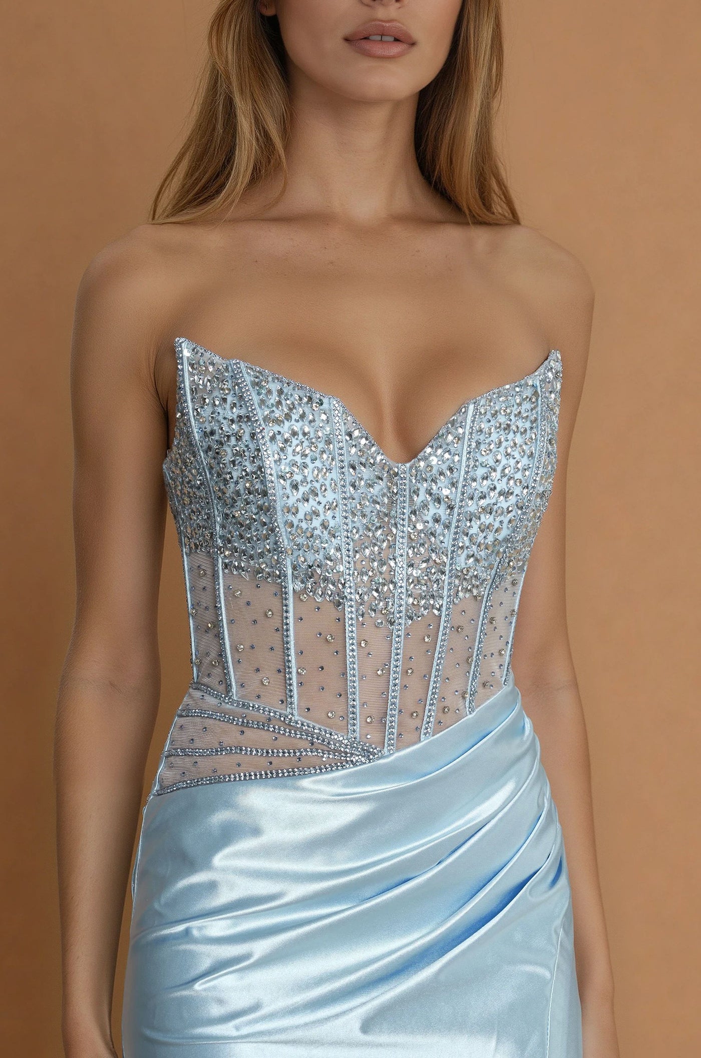 Prom Dresses Long Corset Sexy Prom Dress Paris Blue