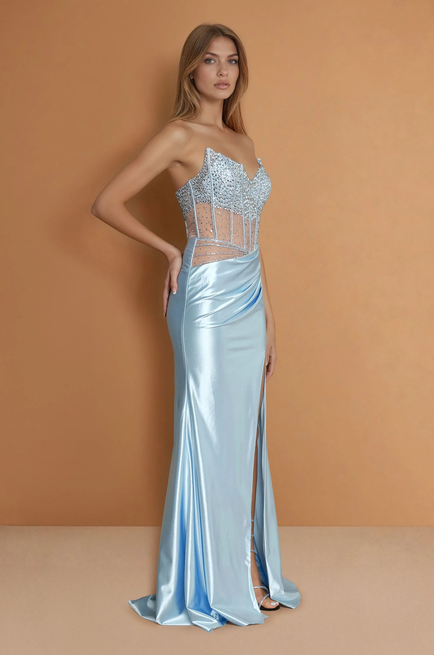 Prom Dresses Long Corset Sexy Prom Dress Paris Blue