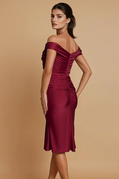 Cocktail Dresses Short Stretch Ruching Formal Cocktail Dress Burgundy