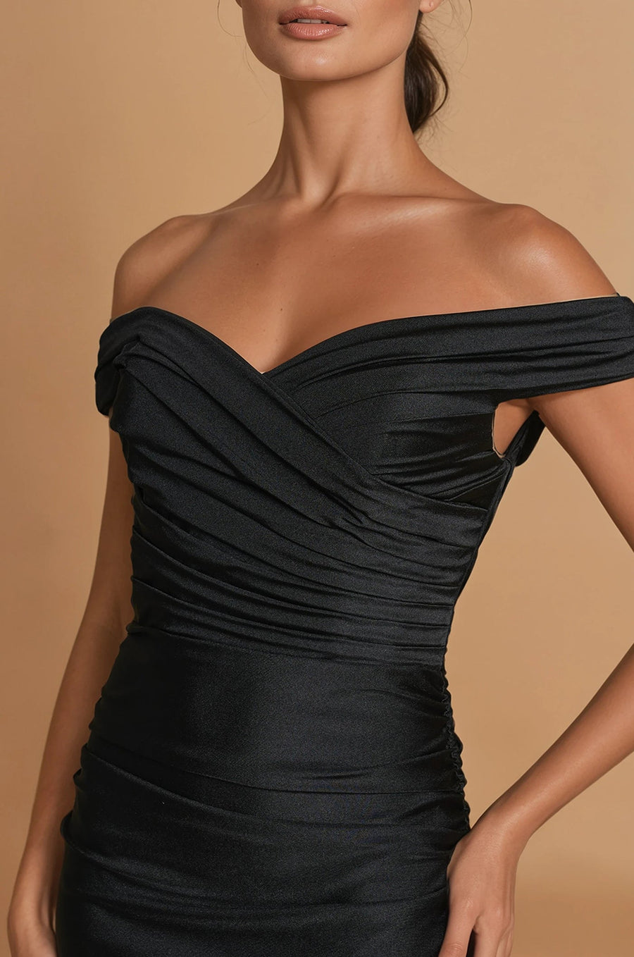 Cocktail Dresses Short Stretch Ruching Formal Cocktail Dress Black 