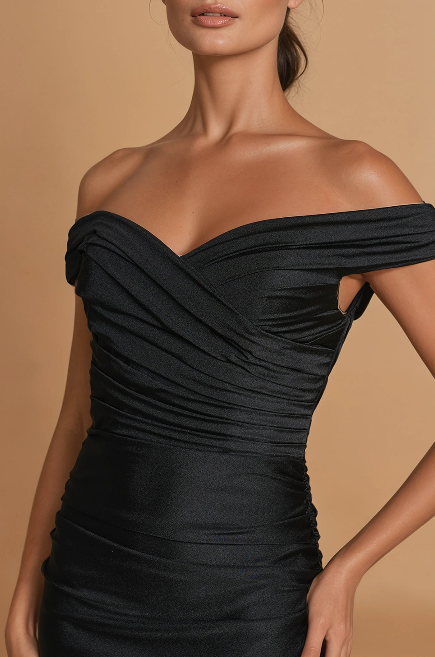 Cocktail Dresses Short Stretch Ruching Formal Cocktail Dress Black 