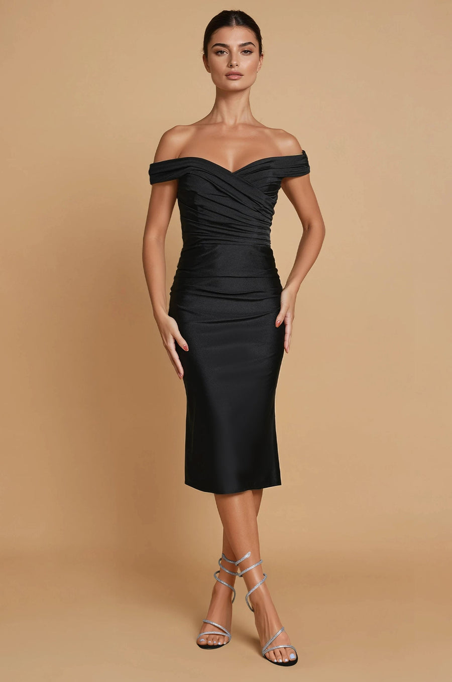 Cocktail Dresses Short Stretch Ruching Formal Cocktail Dress Black 