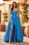 Lace Up Long Short Prom Gown