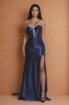 Formal Dresses Long Formal Dress with Keyhole  Navy