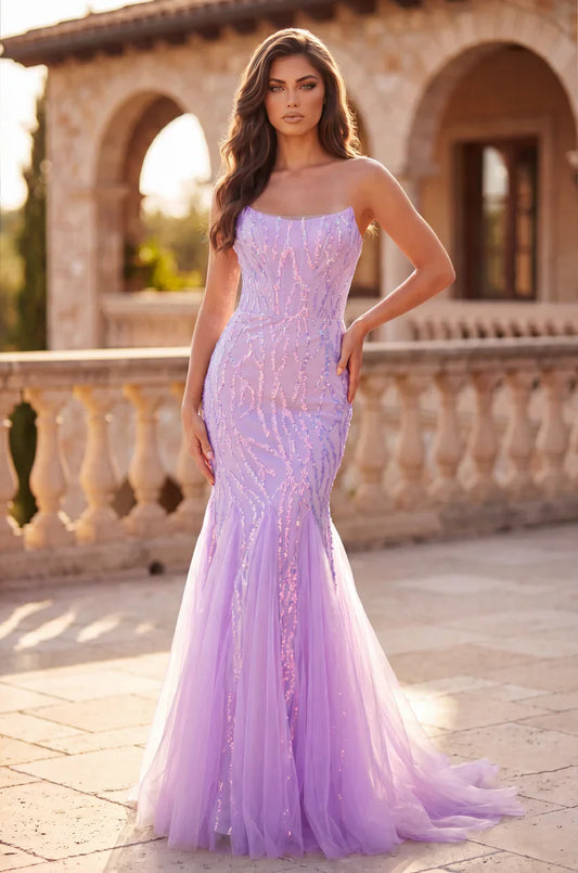 Long Mermaid Beaded Formal Evening Dress