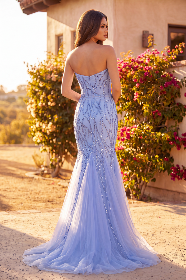 Long Mermaid Beaded Formal Evening Dress