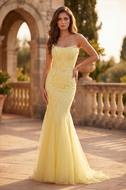 Long Mermaid Beaded Formal Evening Dress
