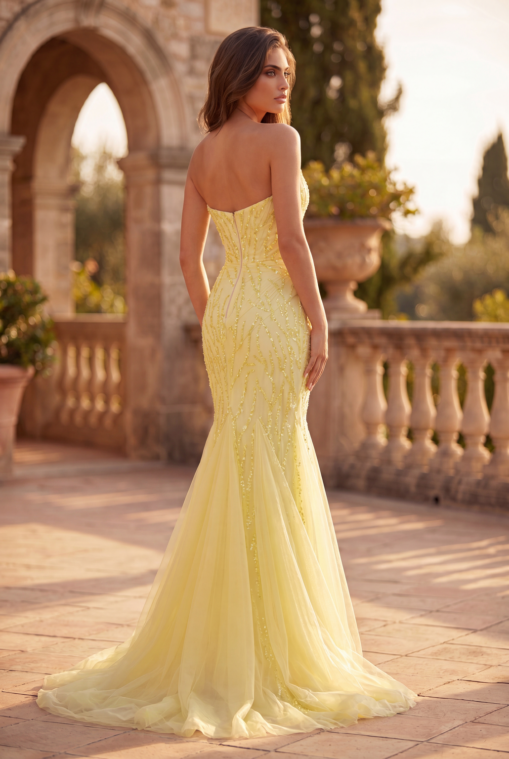 Long Mermaid Beaded Formal Evening Dress