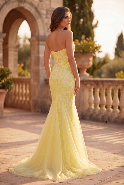 Long Mermaid Beaded Formal Evening Dress
