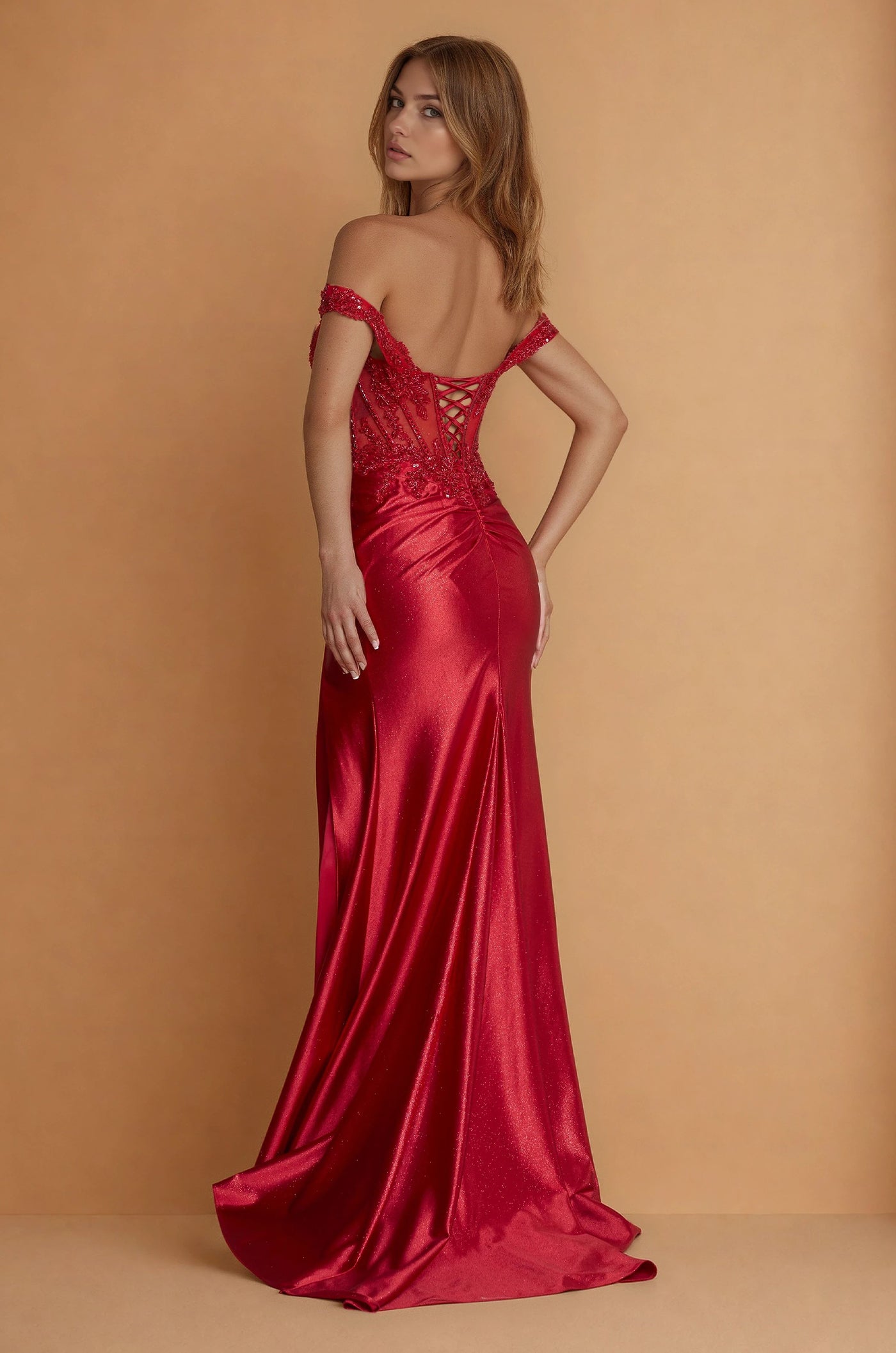 Prom Dresses Long Corset Off Shoulder Formal Prom Dress Red