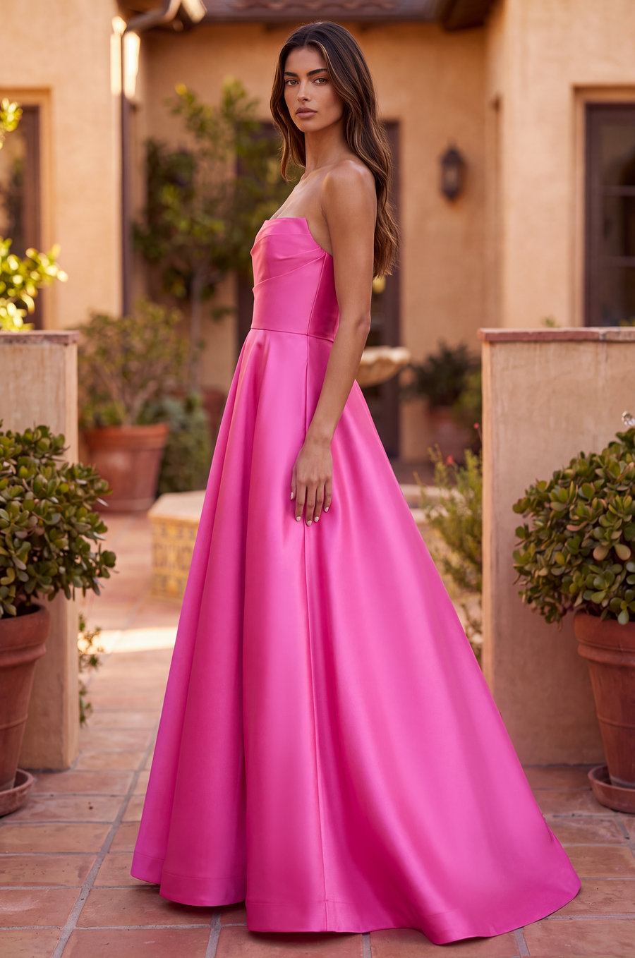 Evening Long Corset Pleated Prom Ball Gown