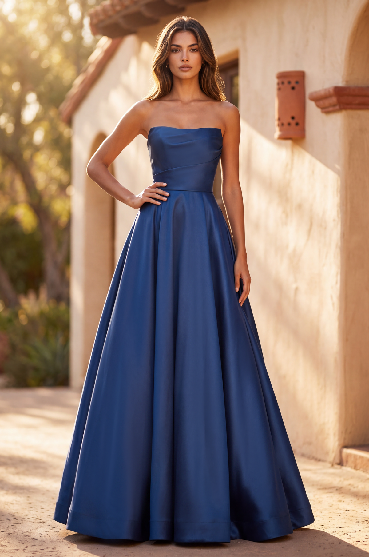 Evening Long Corset Pleated Prom Ball Gown