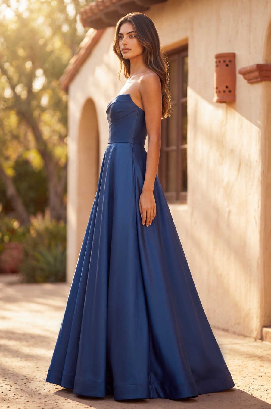 Evening Long Corset Pleated Prom Ball Gown