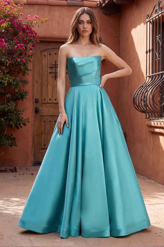 Evening Long Corset Pleated Prom Ball Gown