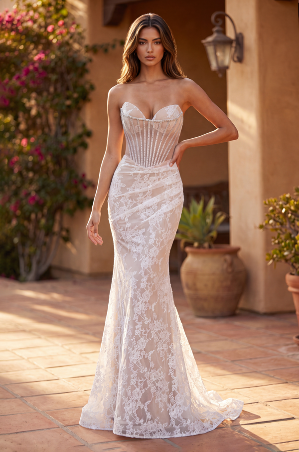 Lace Up Lace Formal Evening Dress