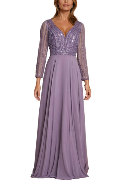 Mother of the Bride Dresses Long Sleeve Beaded Mother of the Bride Dress Dark Lilac
