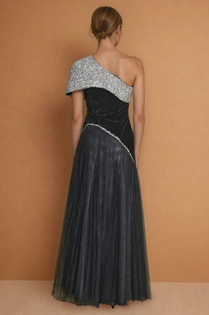 Formal Dresses Long One Shoulder Black Couture Dress Black