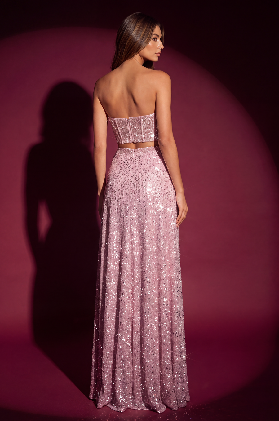 Prom Dresses Two Piece Fully Beaded Corset Prom Dress Mauve